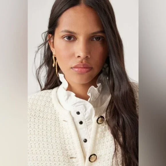 NEW Ba&sh Bash Gaspard Tweed Cardigan Jacket in Ecru Cream White | size 1 / S - Picture 3 of 13